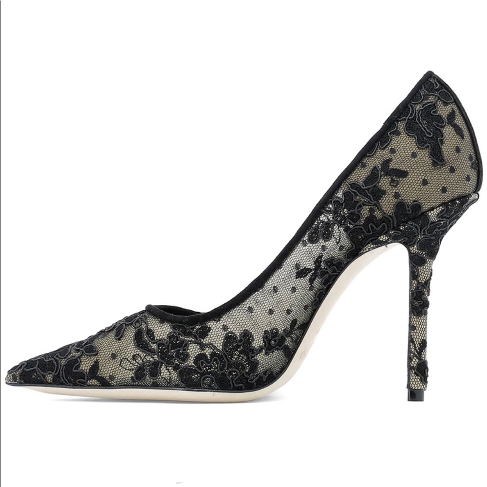 *NIB❗️Jimmy Choo Black Floral Love Lace Pumps - Picture 4 of 11
